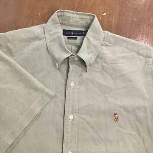 Ralph Lauren Short Sleeve Button Down Oxford Shirt Mens XL Polo Pony Logo Green
